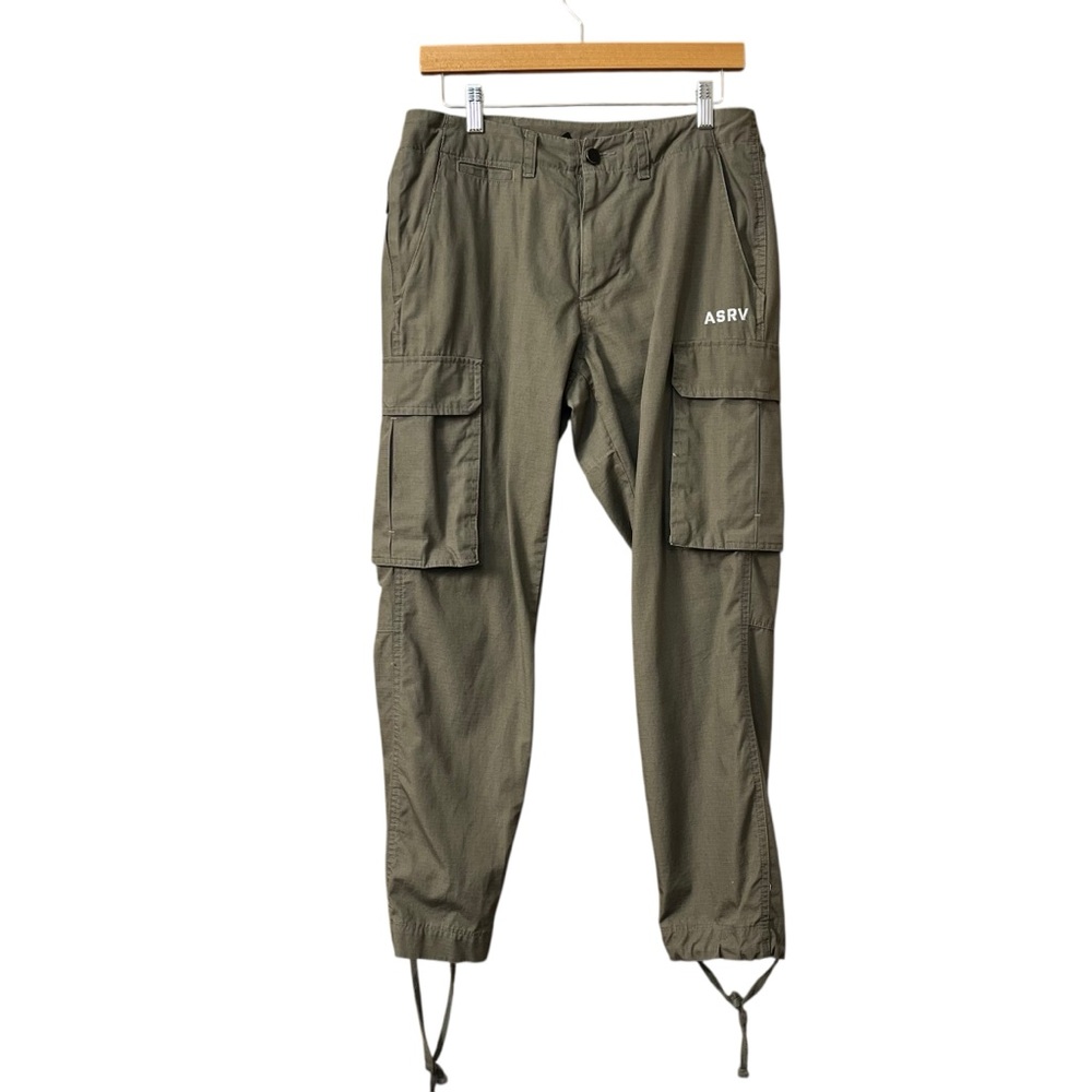 ASRV Men 0584 Weather-Ready Technical Cargo Pants Size Medium Green 100% Cotton